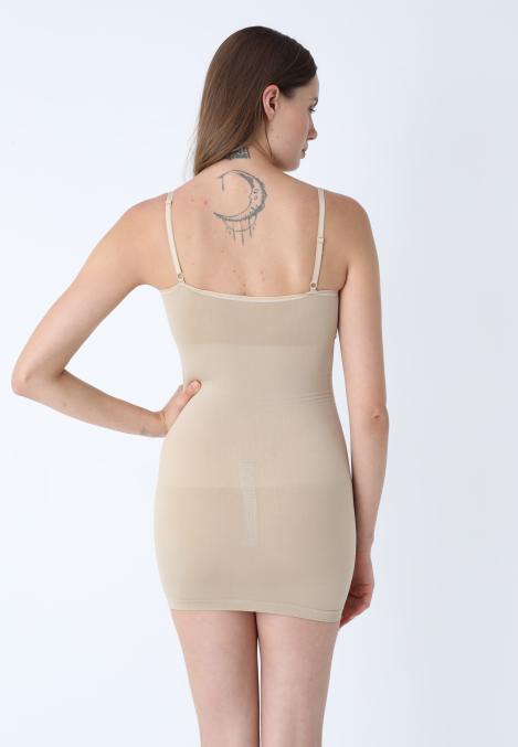 Rochie Corset Damă fără cusături,cu Bretele Reglabile ,Culoare Bej ,Engros